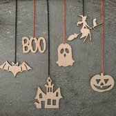 Design407 - Halloween Raamhangers - Halloween - Houten Decoratie - Feestdecoratie - Hout - Heks - Spook - Pompoen - Halloween decoratie - Halloween versiering - Horror