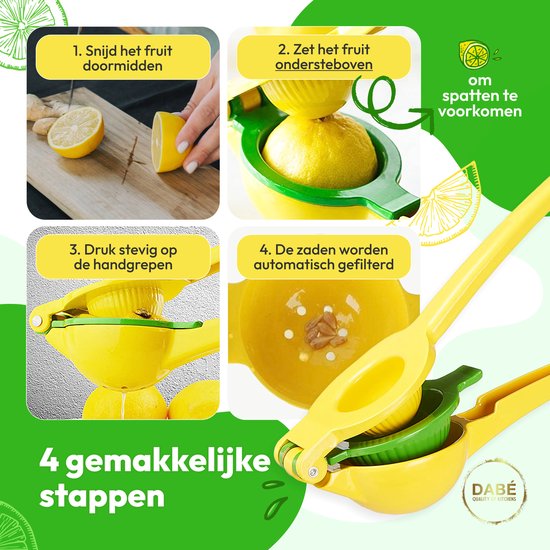 Dabé Citruspers - Citroenpers - Handmatige Citroenpers - Limoenpers - Citruspers handmatig - Lemon squeezer - Citrusknijper - Fruitpers - Sinaasappelpers - Sinaasappelpers handmatig - Juicer van Merkloos — afbeelding 5