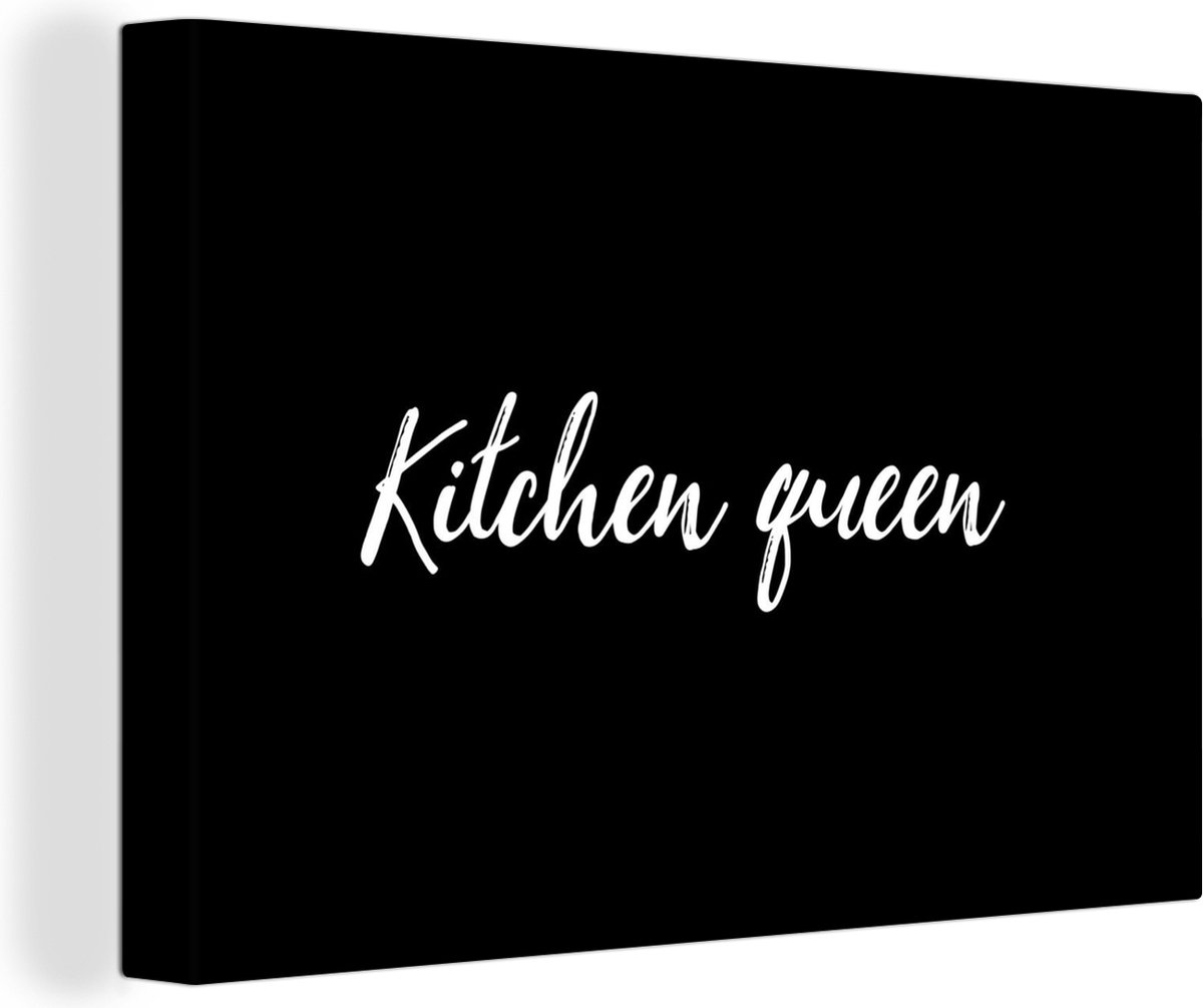 Canvas Schilderij Quotes - Kitchen Queen - Vrouwen - Inductiebeschermer - Inductie Kookpla