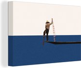 Toile - Abstrait - Bateau - Mer - Texte - Chapeau - Abstrait - 30x20 cm - Canvasdoek - Peinture sur toile