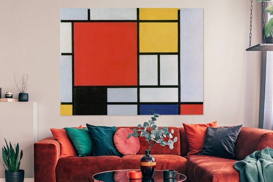 Toile Peinture Art - Mondrian - Maîtres Anciens - 160x120 cm - Décoration murale XXL