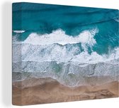Canvas Schilderij Strand - Zee - Water - Blauw - 120x90 cm - Wanddecoratie