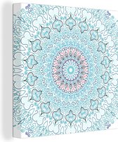 Toile Peinture Mandala - Blauw - Hippie - Bohème - 20x20 cm - Décoration murale