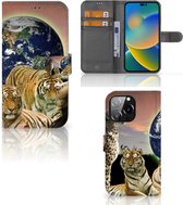 Smartphone Hoesje iPhone 14 Pro Max Bookcase met Pasjeshouder Roofdieren