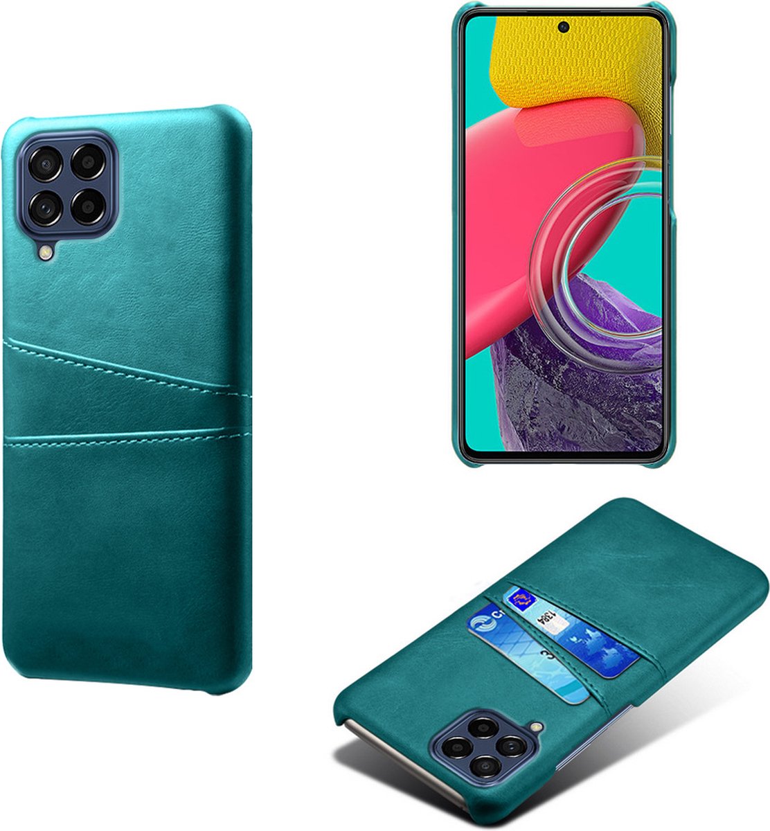 Backcover met Opbergvakjes + PMMA Screenprotector voor Galaxy M53 _ Groen