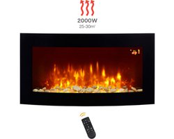 Elektrische openhaard- Elektrische haard - Sfeerhaard - LED - 1000 / 2000W - Zwart - Met…