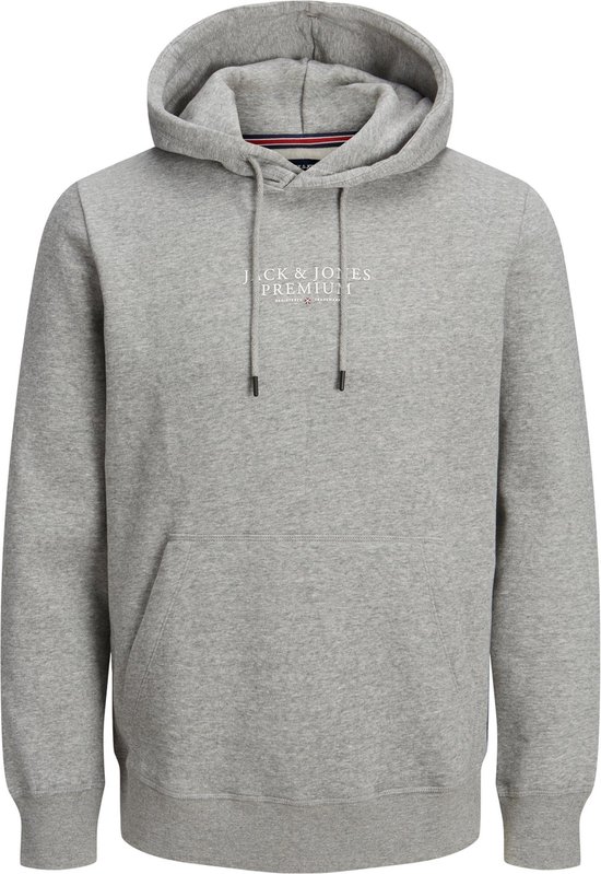 JACK & JONES Arie sweat hood slim fit - heren hoodie katoenmengsel met capuchon - lichtgrijs melange - Maat: L