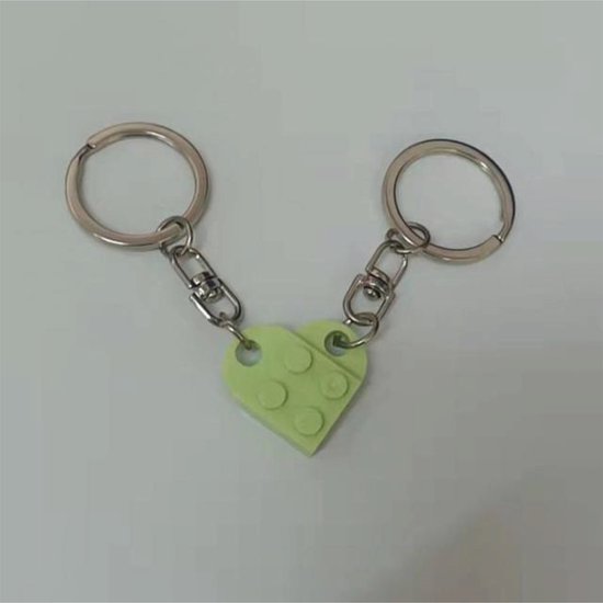 Bouwstenen sleutelhanger - Imitatie bouwsteen hart - brick keychain - Vriendschap - Geliefde - BFF - Licht groen