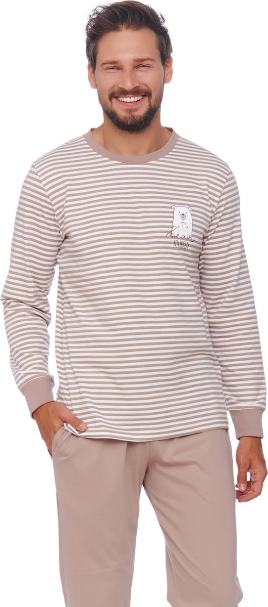 Doctor Nap Heren Pyjama Lange Mouw Lange Broek Winter Kerst Matching Gezin Familie Bear Yourself Beige PMB.4530 M