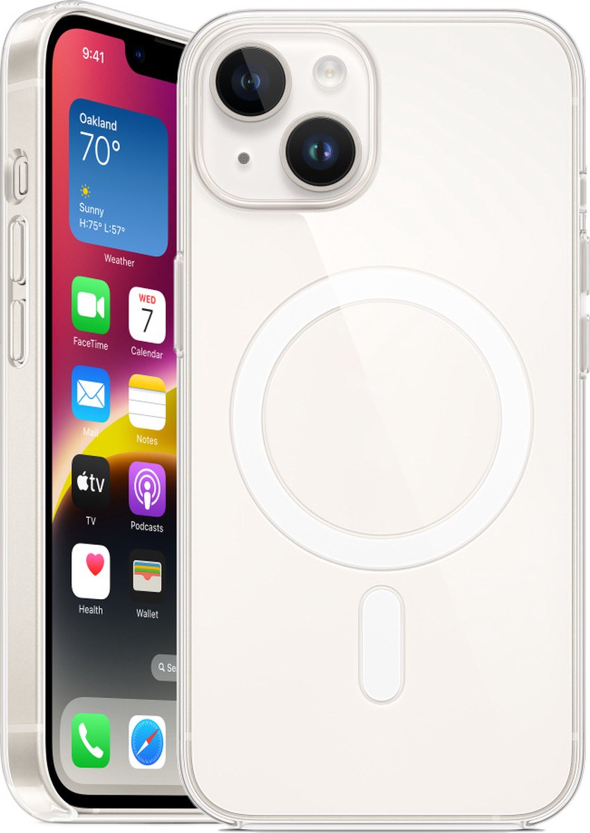 iPhone 14 hoesje met MagSafe – Transparant - voor Apple Oplader - Doorzichtig