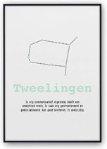Sterrenbeeld poster mint | Tweelingen | Fotofabriek | Kamer decoratie | Sterrenbeelden | 30 x 40 cm