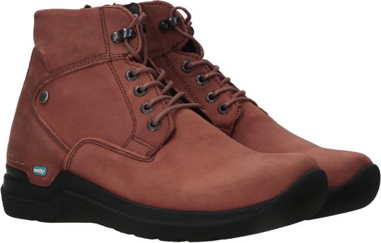Bottines Pour Femmes Wolky En Cuir Rouge Vin Taille 42 (UK 8) - Occasion Très Bon état, Talon Bas Block, Fermeture Zip, Doublure Cuir