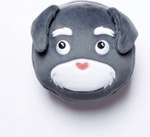 Coussin de voyage Relaxeazzz avec masque de sommeil chien gris, blanc
