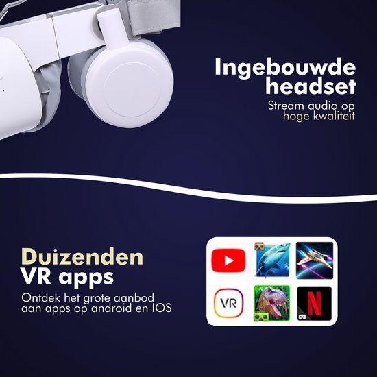 Feti VR Bril met Controller – Virtual Reality Headset Voor Smartphone – Brillen -  Inclusief Koptelefoon – Bluetooth – HD Lenzen