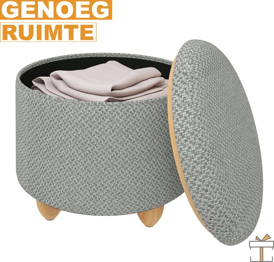 Happyment® Pouf moderne - Repose-pieds avec espace de Opbergbox - Boîte de rangement hocker - Boîte siège avec couvercle - 2en1 - 39x39x40cm - Grijs