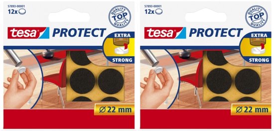 Tesa protect vilt bruin - rond - zelfklevend - beschermend - 22 mm - 2 x 12 stuks
