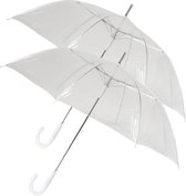 3x Transparante paraplu's met kunststof handvat 86 cm - Regenbescherming 3 stuks