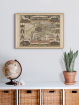 Poster In Houten Lijst - Historische Oude Kaart Antwerpen - Stadsplattegrond 1650 - 50x70 cm