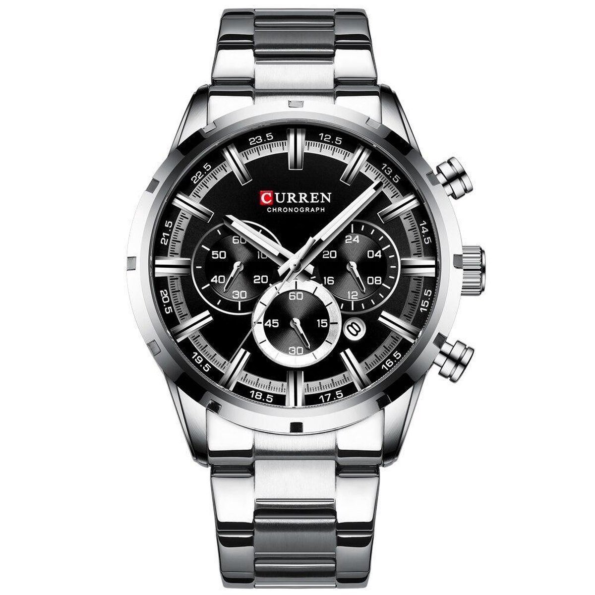 Curren - Jongens - Horloge - 52 mm - Zilverkleurig-Zwart