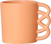 Happy Mug bloempot - peach kleurige keramieken sierpot Ø9cm