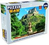 Puzzel Kasteel van Edinburgh en fontein in Schotland - Legpuzzel - Puzzel 1000 stukjes volwassenen