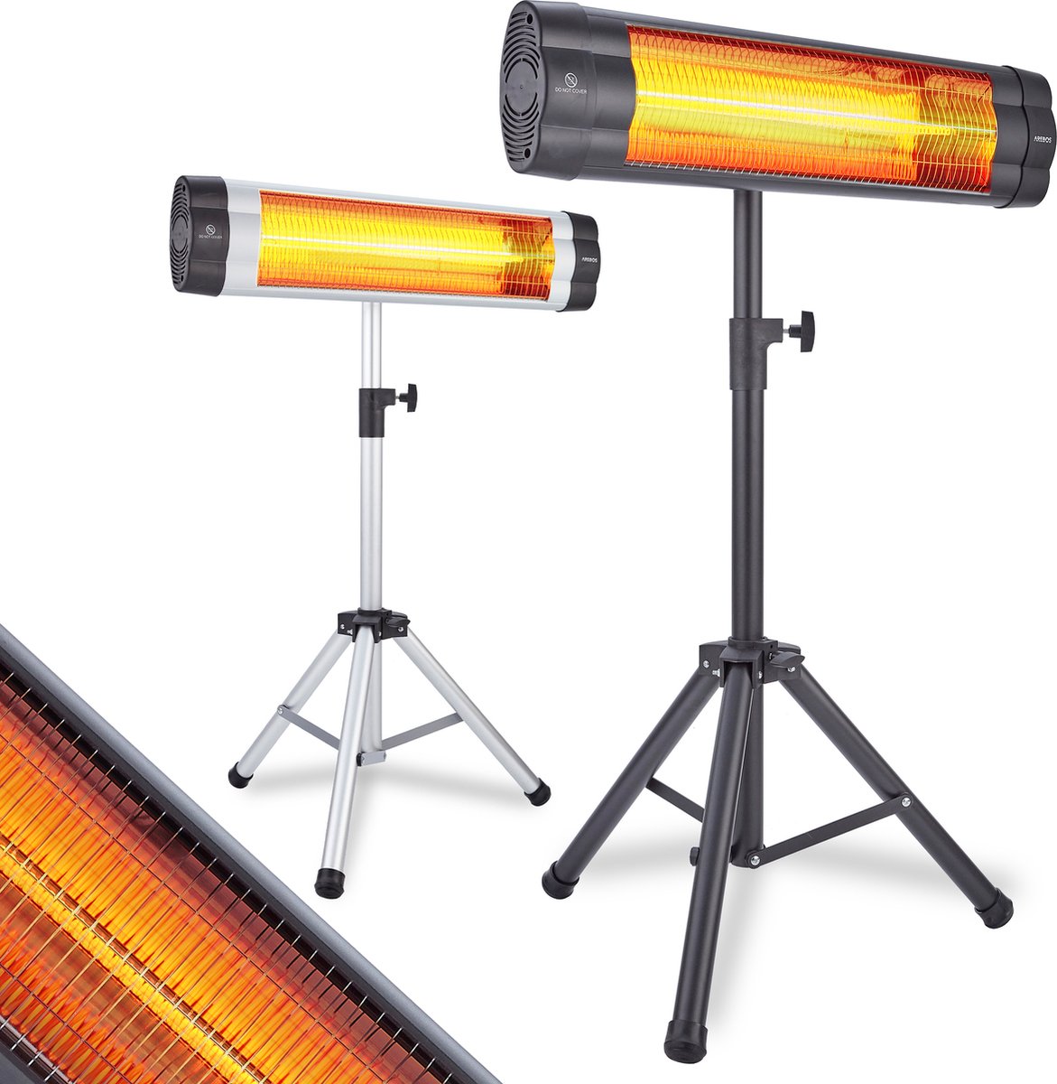 AREBOS Infraroodstraler 2500W - Terrasverwarmer - Infrarood Verwarming - Binnen en buiten