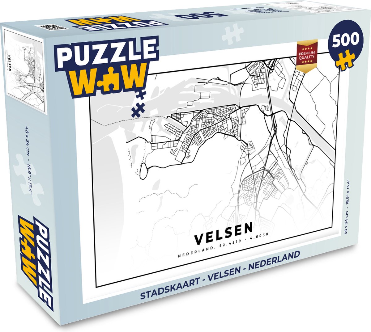 Puzzel Stadskaart - Velsen - Nederland - Legpuzzel - Puzzel 500 stukjes - Plattegrond