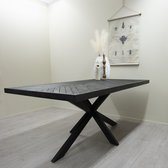 HUUS Eettafel Floor - Visgraat - Zwart - 180 cm