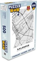Puzzel Stadskaart - Aalsmeer - Grijs - Wit - Legpuzzel - Puzzel 500 stukjes - Plattegrond
