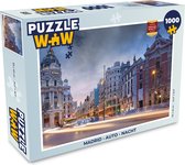 Puzzel Madrid - Auto - Nacht - Legpuzzel - Puzzel 1000 stukjes volwassenen