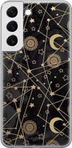 Leuke Telefoonhoesjes - Hoesje geschikt voor Samsung Galaxy S22+ - Sterren, zon, maan - Soft case - TPU - Sterren - Zwart