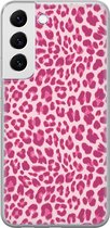 Leuke Telefoonhoesjes - Hoesje geschikt voor Samsung Galaxy S22+ - Luipaard roze - Soft case - TPU - Luipaardprint - Roze