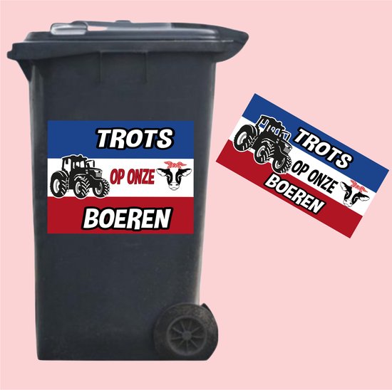 Foto: Stickers voor otto kliko afvalcontainer trots op onze boeren boerenprotest zonder boer geen voer 