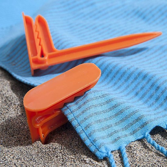 Strandlaken Clips oranje - 4 stuks - handdoek klemmen strand