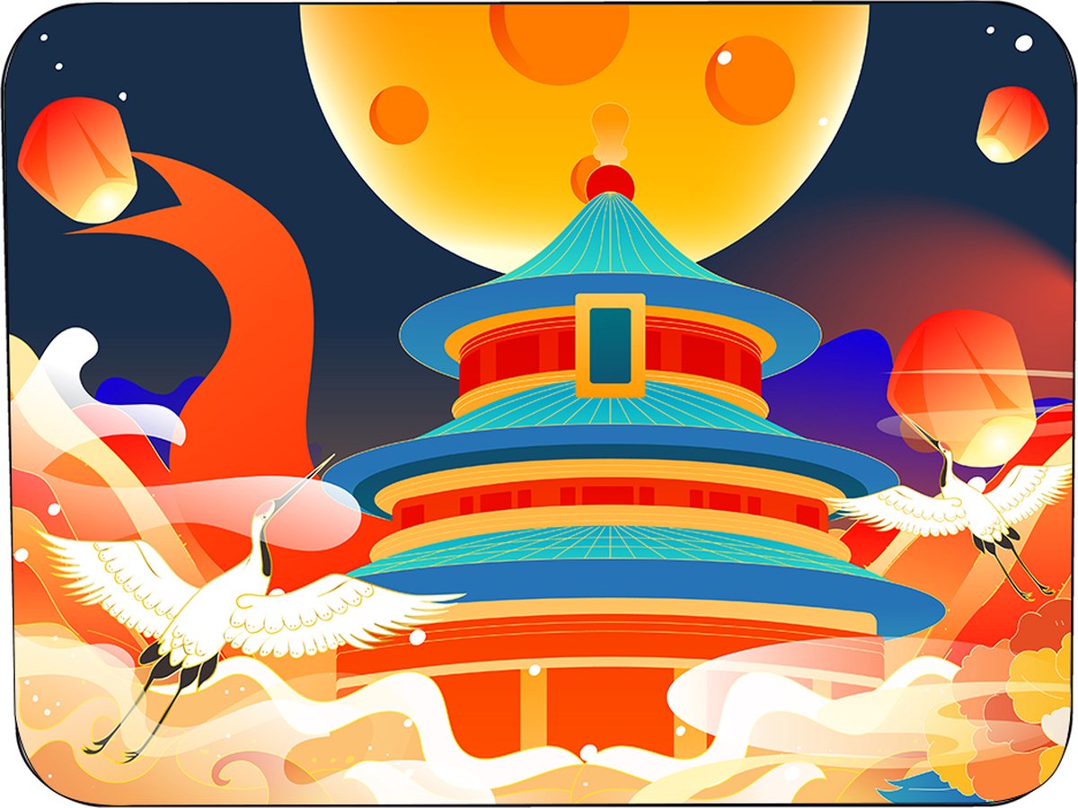 Cartoon Chinese Kunst Muismat Rubber - Hoge kwaliteit foto van Cartoon Chinese kunst - Muismat gedrukt op polyester - 25 x 19 cm - Antislip muismat - 5mm dik - Muismat met foto - heerlijk voor op kantoor