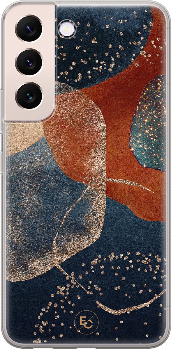 Hoesje geschikt voor Samsung Galaxy S22+ - Abstract Terracotta - Soft Case - TPU - Print - Blauw - ELLECHIQ