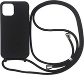 RNZV - Iphone 13 pro max Siliconen telefoonhoesje met koord - zwart