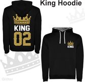 Hoodie King with Crown Printed Glitter Golden and white Letters for men