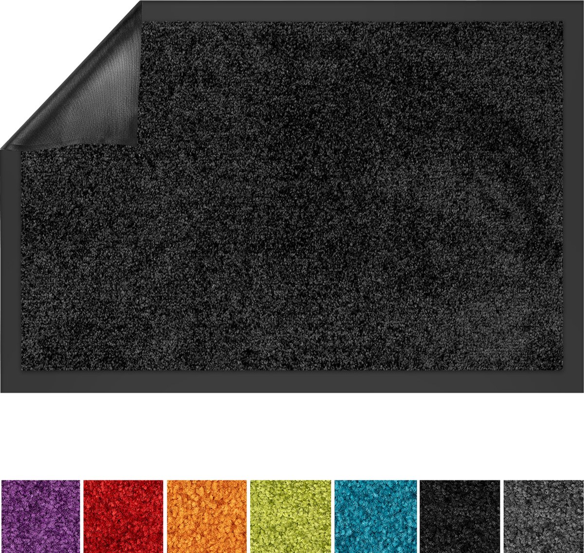 use & wash Deurmat - Use&Wash - Droogloopmat - Zwart - 90 x 150 cm