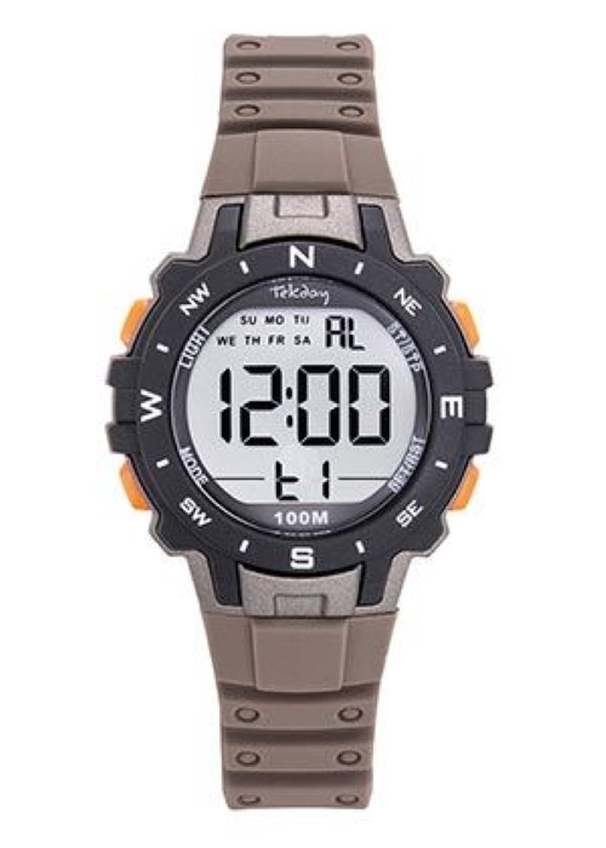 Tekday-Digitaal horloge-Bruine Silicone band-waterdicht-sporten/zwemmen-34MM-Sportief