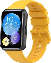 Siliconen Smartwatch bandje - Geschikt voor Huawei Watch Fit 2 siliconen bandje - geel - Strap-it Horlogeband / Polsband / Armband
