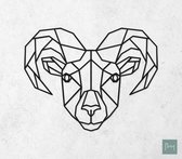 Laserfabrique Wanddecoratie - Geometrische Ram - Small - Zwart - Geometrische dieren en vormen - Houten dieren - Muurdecoratie - Line art - Wall art