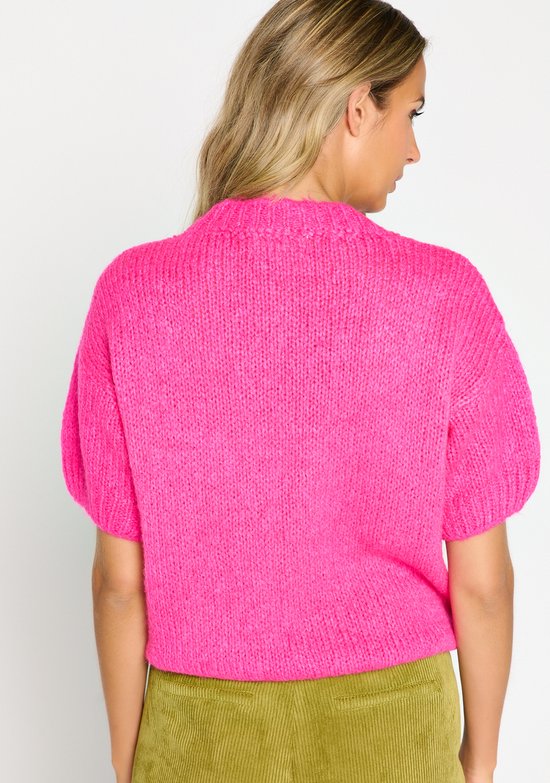 LolaLiza Gebreide trui met korte mouwen - Pink - Maat S | bol