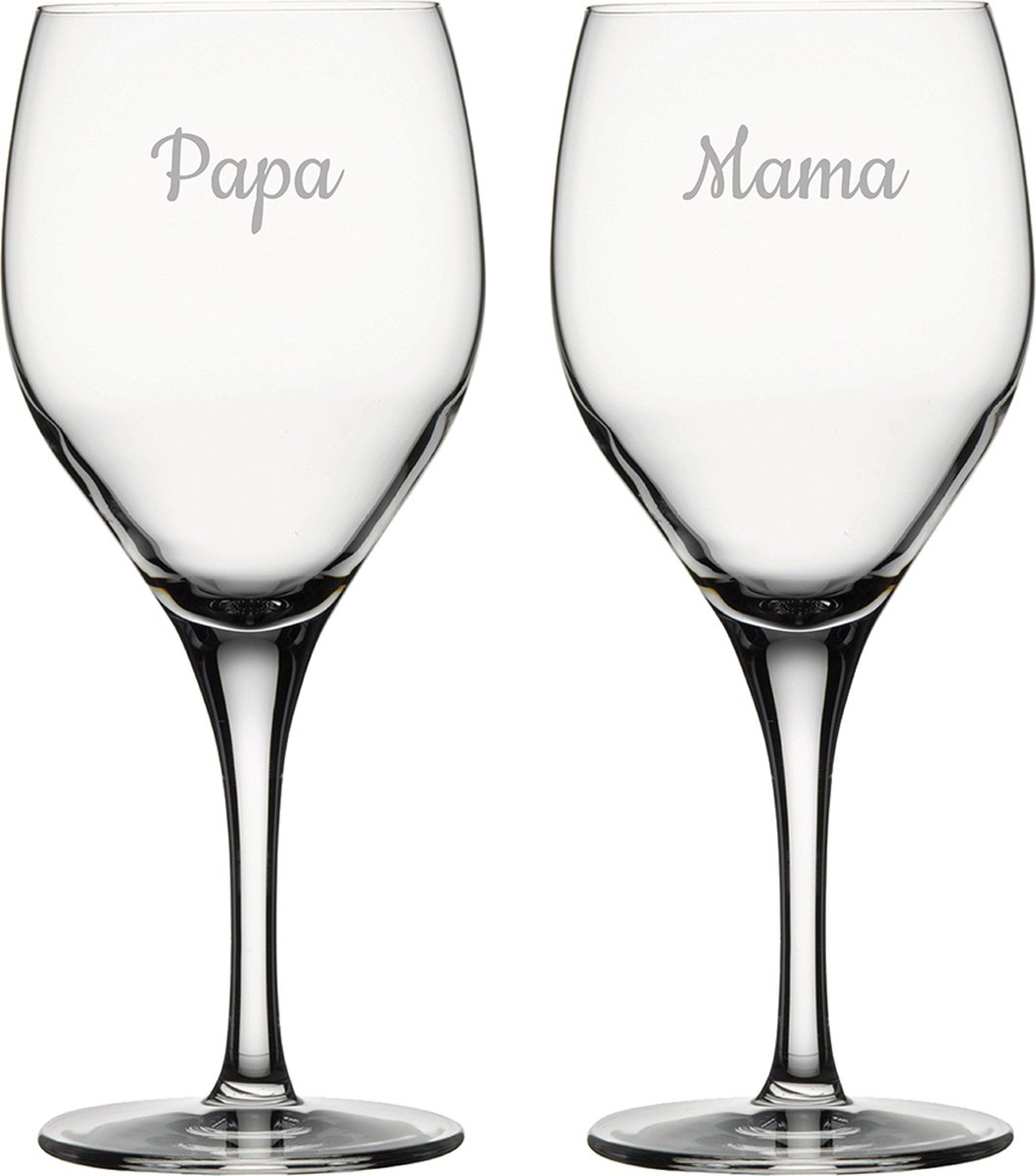 Gegraveerde Rode wijnglas 42,5cl Mama & Papa