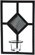 JECO - Hangende kandelaar metaal met waxinelichthouder - zwart - industrieel - kaarsenhouder - 26 cm