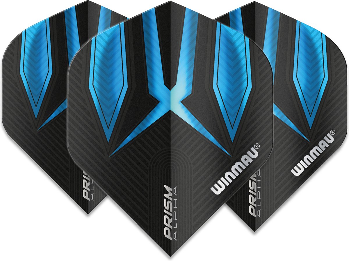 WINMAU - Prism Alpha Zwart en Blauw Dartvluchten - 1 set per pakket (3 vluchten in totaal)