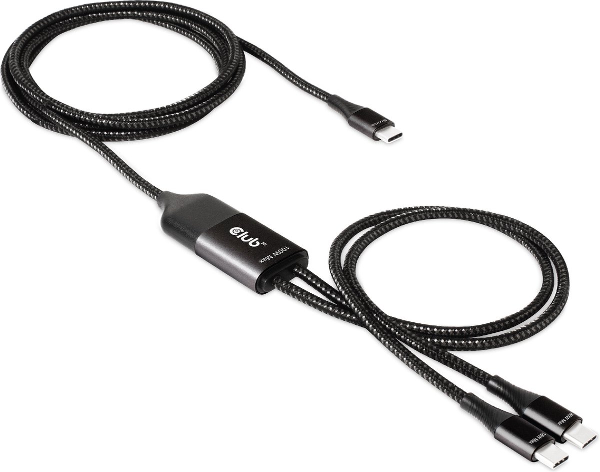 CLUB3D USB Type-C. Y charging kabel ( PPS ) to 2x USB Type-C max. 100W. 1.83m/6ft M/M