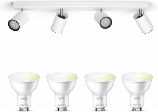 Philips myLiving Kosipo Opbouwspot - Wit - 4 Lichtpunten - Spotjes Opbouw -Incl.WiZ Gu10 warmwit tot koelwit licht