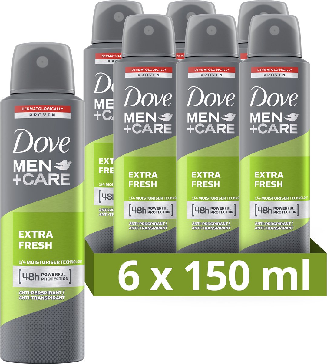 Dove Men+Care Extra Fresh Anti-Transpirant Deodorant Spray - 6 x 150 ml - Voordeelverpakking - Dove Men+Care