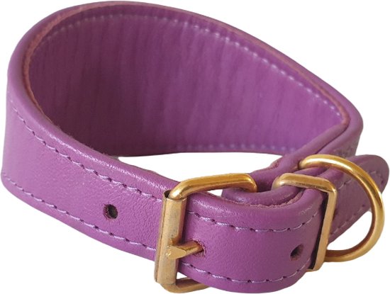 BOBBY Collier Lévrier Halsband / Hondenhalsband (Windhonden) - Lamsleder - Violet - Breedte 53 mm - Nekomtrek 26 - 31 cm (GELIEVE ALVORENS BESTELLEN OPMETEN)